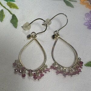 Sundance Gold Earrings with Pink Accents
